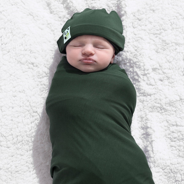 safari-green-bamboo-swaddle-beanie-set-Bellabu Bear at Sophia's StyleSwaddle & Beanie-1